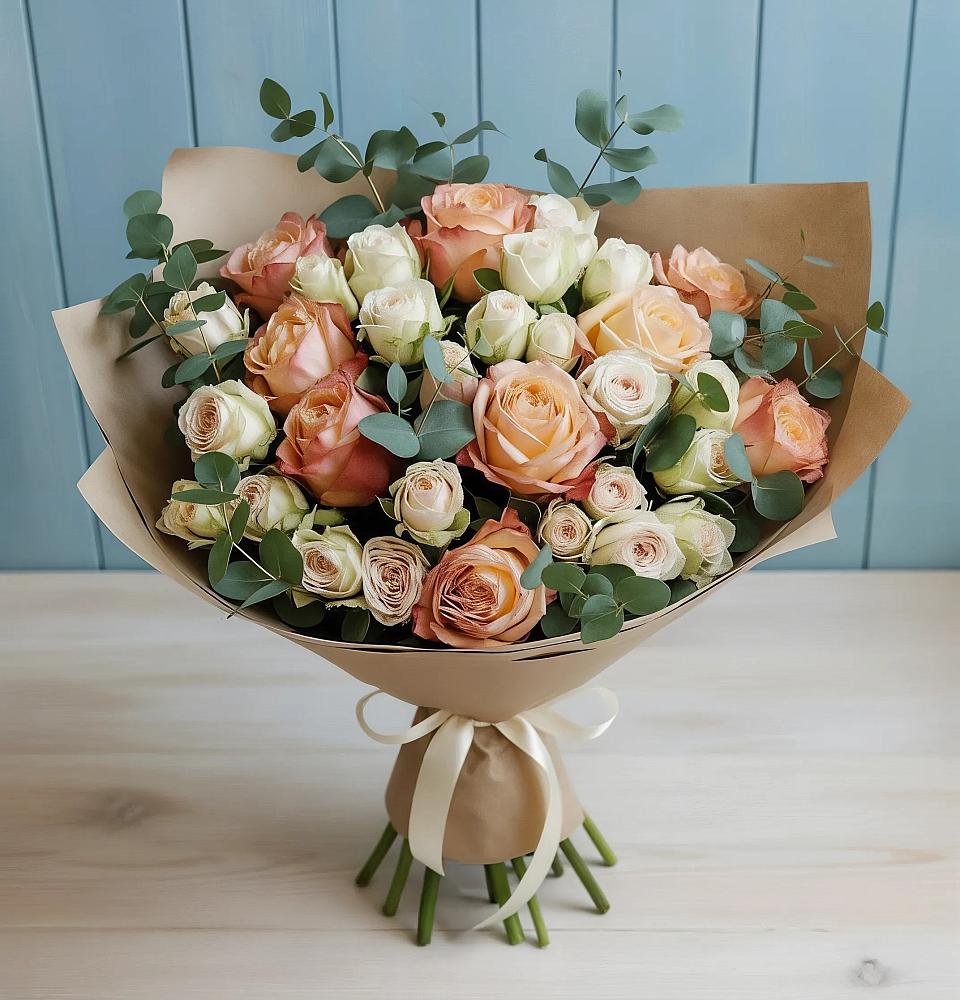 Букет цветов из: Альстромерии и Розы в Реутов