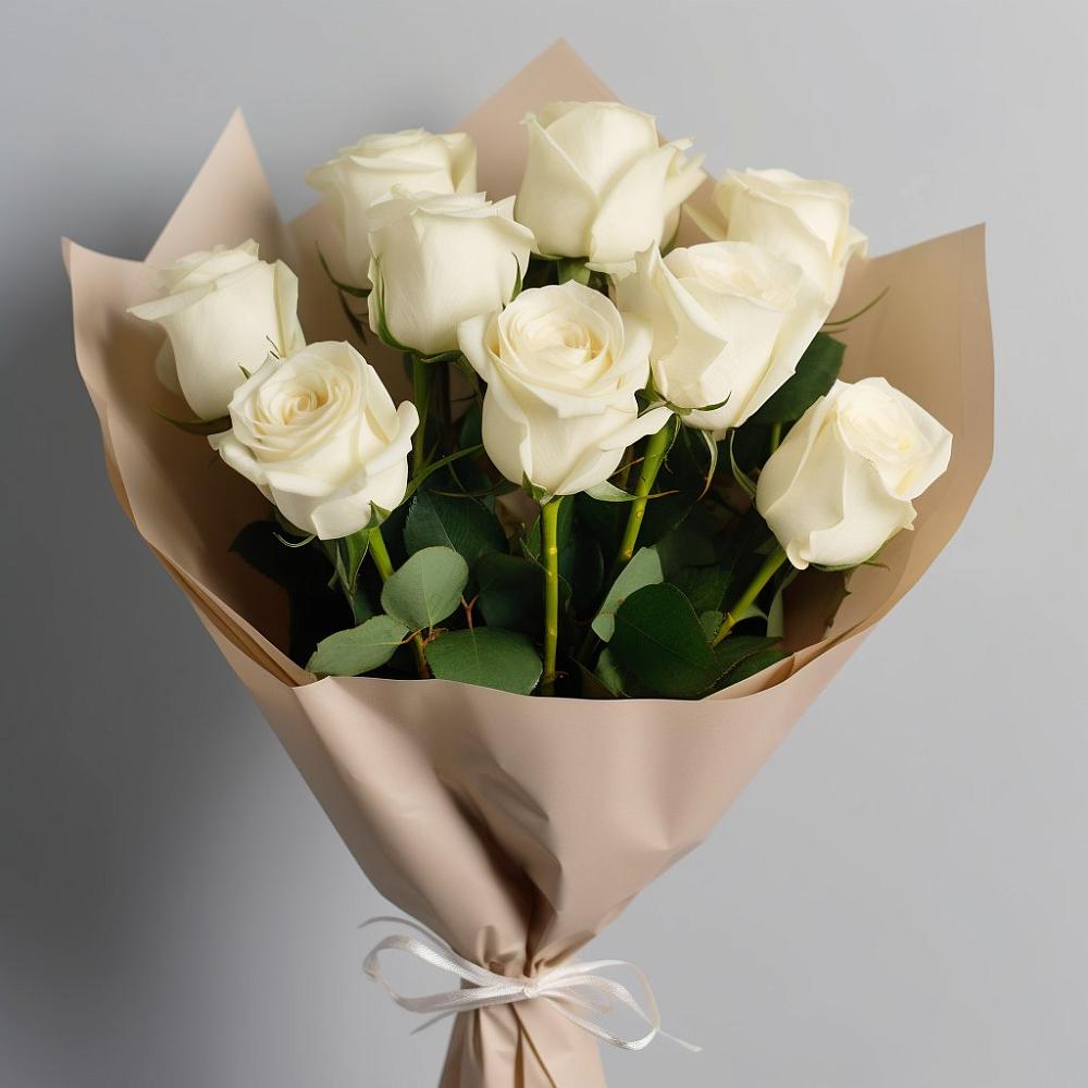 Букет 9 Белых роз Эдлесс Лав в Реутов