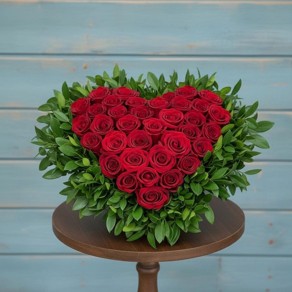 Цветочная композиция из Розы в виде сердца в Реутов