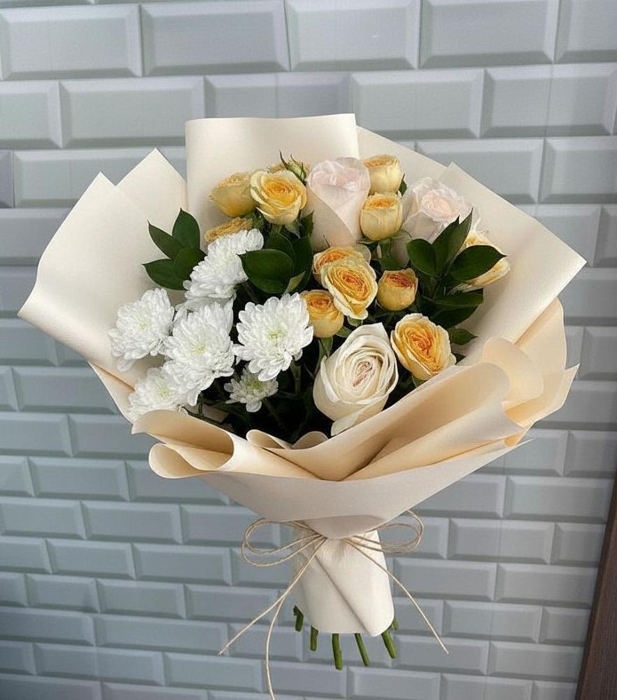 Букет цветов из: Розы и Хризантемы в Реутов