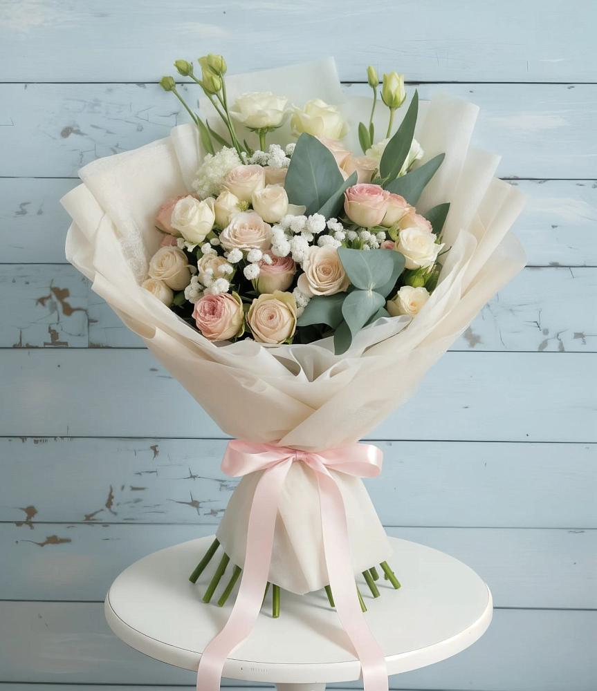 Букет цветов из: Розы и Лизиантусы в Реутов