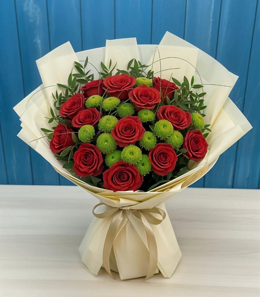 Букет цветов из: Розы и Хризантемы в Реутов