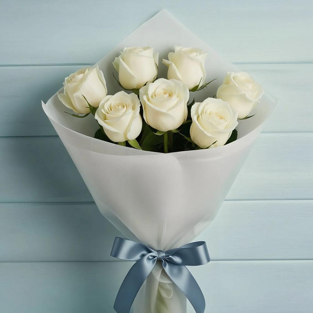 Букет 7 Белых роз Эдлесс Лав в Реутов